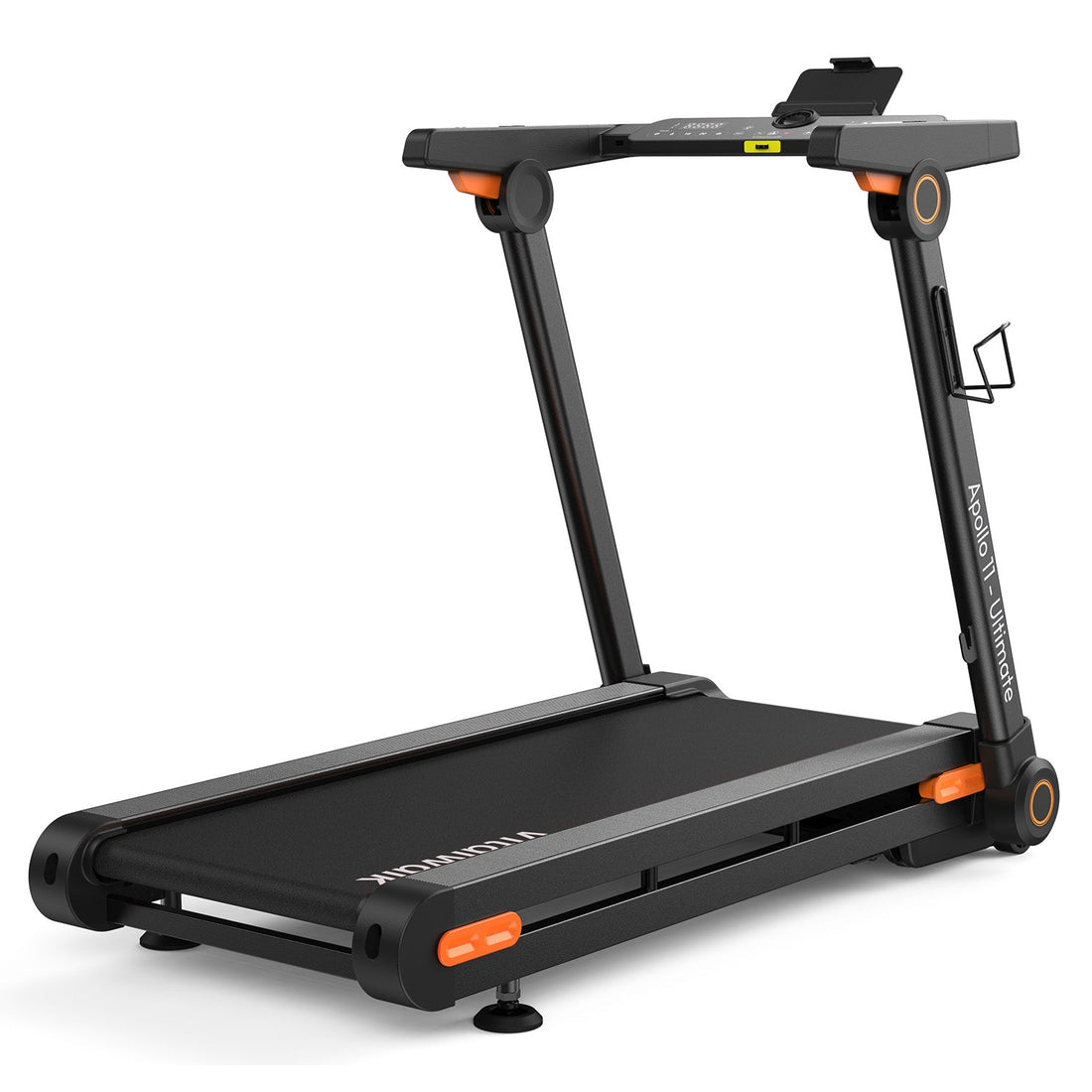 Apollo-11 Ultimate full-deck treadmill, front three-quarter view